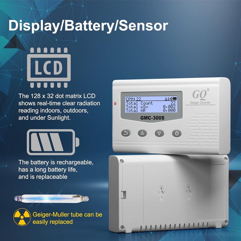 GQ GMC 300S Nuclear Radiation Detector Meter Test Equipment Lab Radiation Protection Supplies Dosimeter Beta Gamma X-ray Portable Radiation Monitor Meter USA Product - Image 4